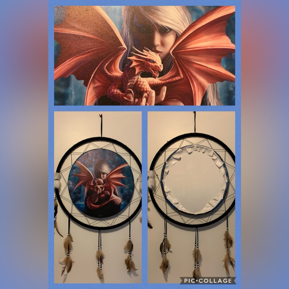 Dream Catcher Mythological 
Dreamcatcher Printed Canvas - Woman & Dragon